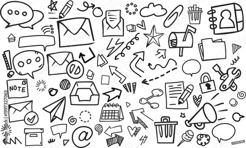 Calendar Email Message Hand Drawn Horizontal Doodle Vector