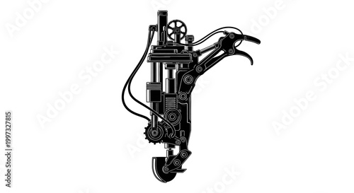 Industrial robotic arm machine component.