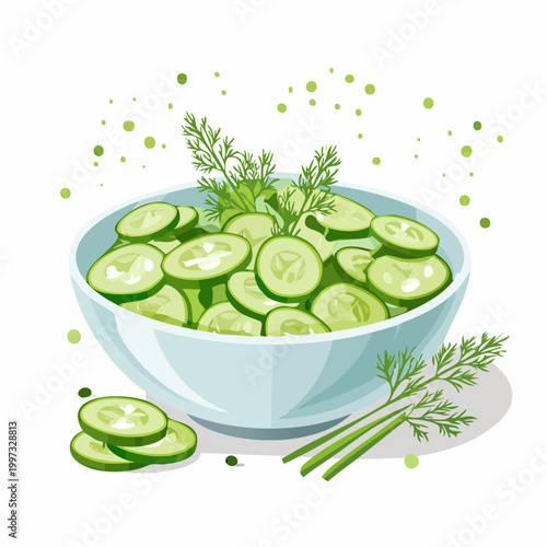 Gurken-Dill-Salat frisch und minimalistisch angerichtet