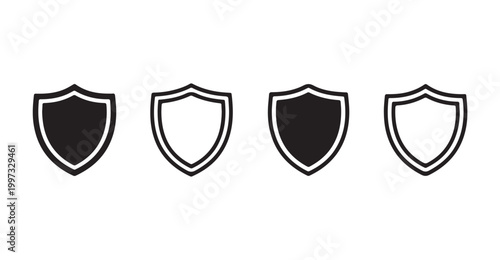 Shield icons set isolated on white background. vector illustration. protection and safety.