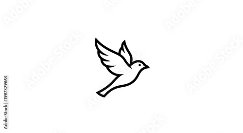 Minimalist Line Art Dove Flying