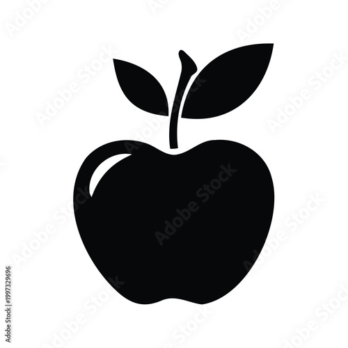 Minimalist black apple silhouette vector illustration for modern design, apple seed silhouette vector illustration