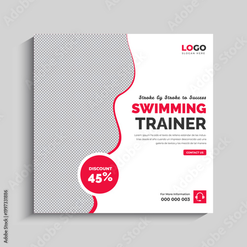 Swimming Training School Social Media Instagram Post Banner Template