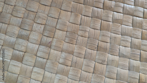 Fotografija Close-up of a handmade woven seagrass mat with unique natural imperfections