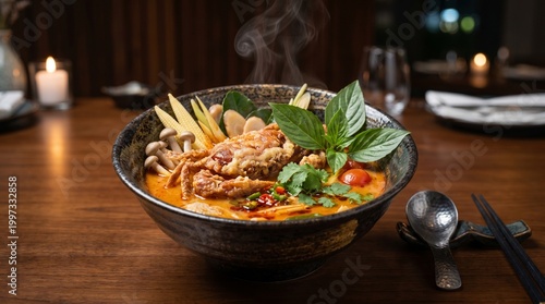 Spicy Comfort: Tomyam with Fresh Herbs