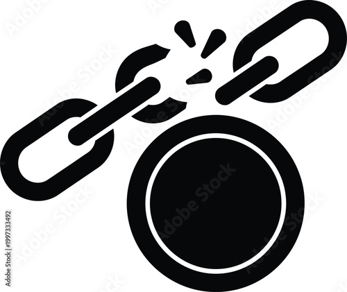 A broken chain and ball icon symbolizing freedom and liberation