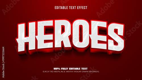 heroes editable text effect 3d vector premium
