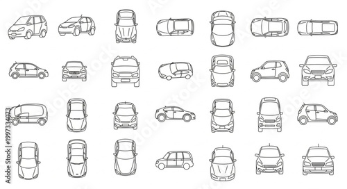 Collection of Car Silhouettes from Different Angles.