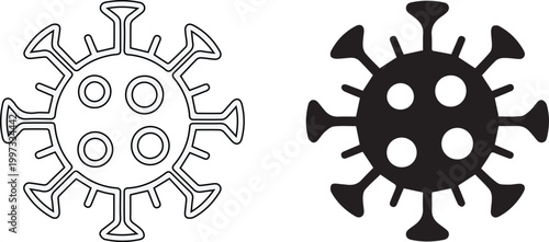 Virus icon set in outline and solid styles coronavirus bacteria microbe symbol medical infection pandemic health hazard vector illustration isolated clean design