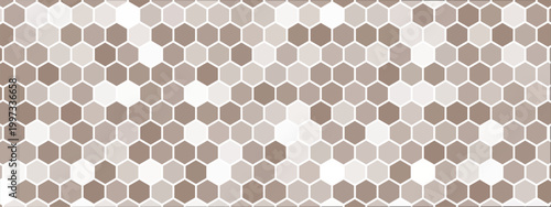Seamless brown bee honeycomb pattern, art background template. Vector honey texture