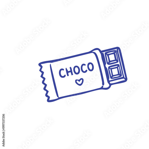 Doodle style illustration of a chocolate bar in a wrapper.