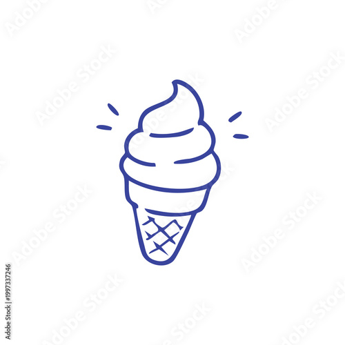 Simple doodle illustration of a delicious soft serve ice cream cone.