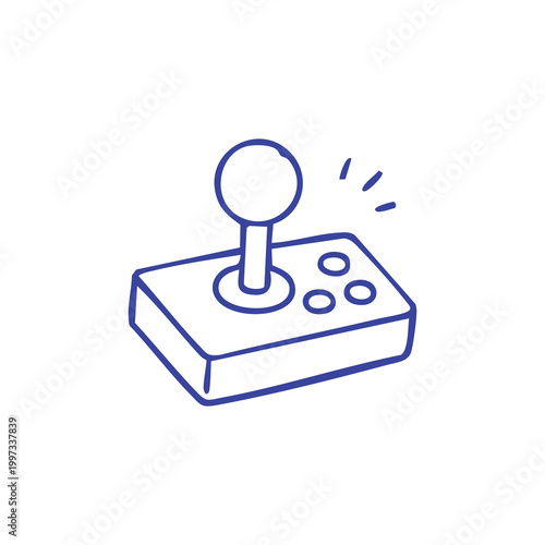 Hand drawn illustration of a classic arcade game joystick controller.