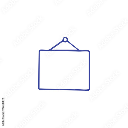 Simple Hand Drawn Hanging Sign Board Icon.