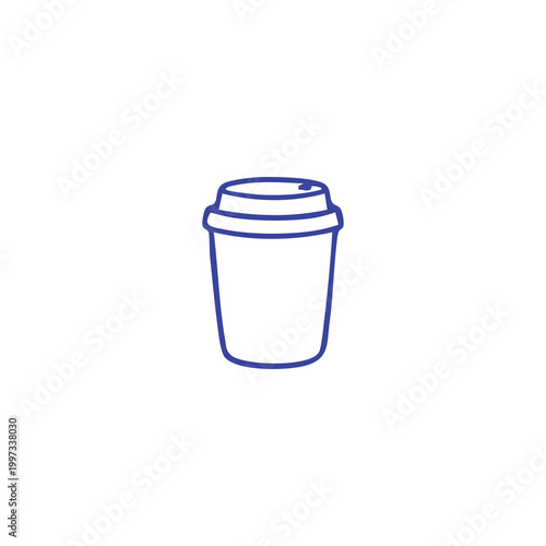 Minimalist outline icon of a disposable coffee cup for takeaway.