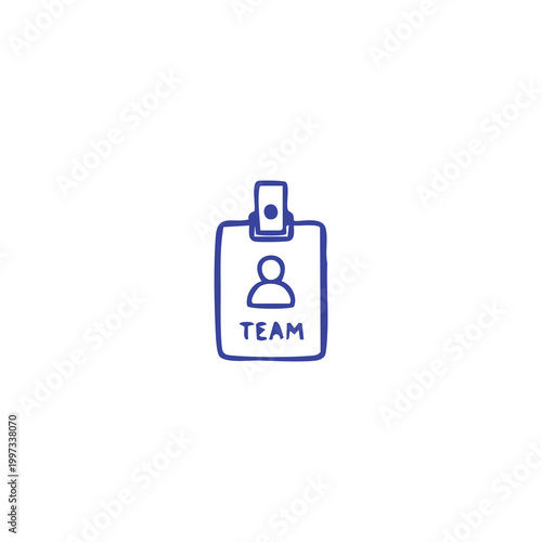 Hand drawn doodle icon of a team member identity badge.