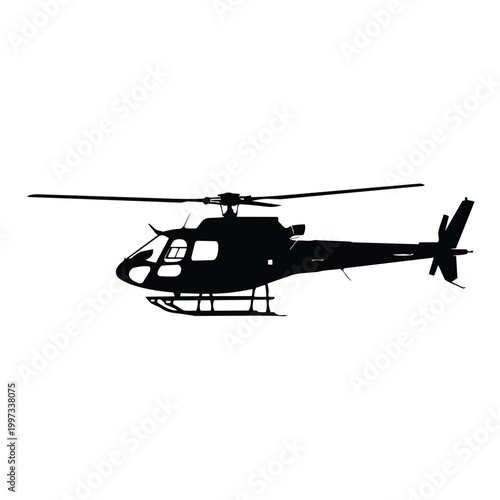 Modern helicopter flying in the sky silhouette