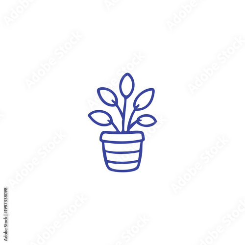 Minimalist hand drawn line art illustration of a potted houseplant.
