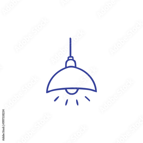 Minimalist line art icon of a hanging pendant light lamp.