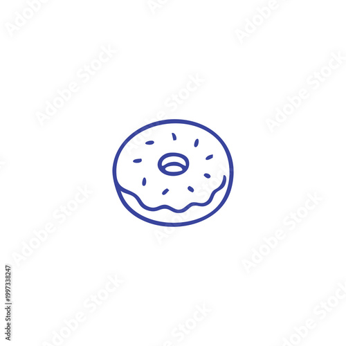 Minimalist outline icon of a delicious glazed donut with sprinkles.