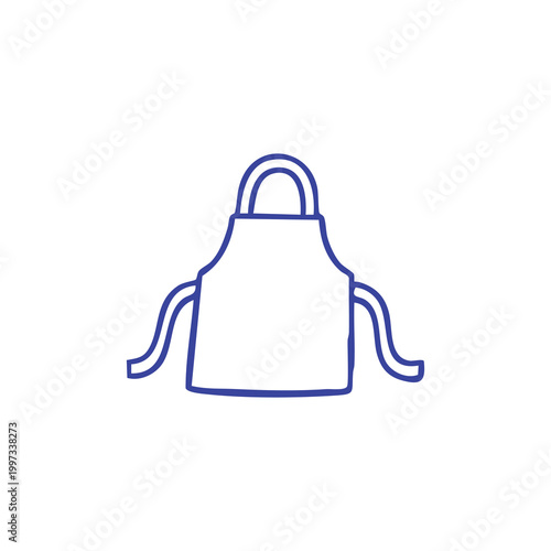 Minimalist blue outline icon of a kitchen apron.