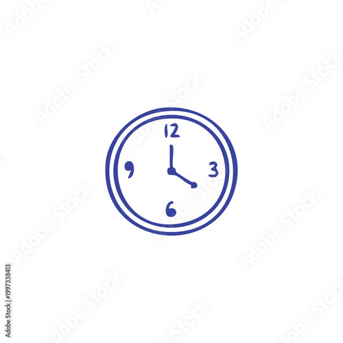 Hand drawn doodle of a wall clock with simple lines.