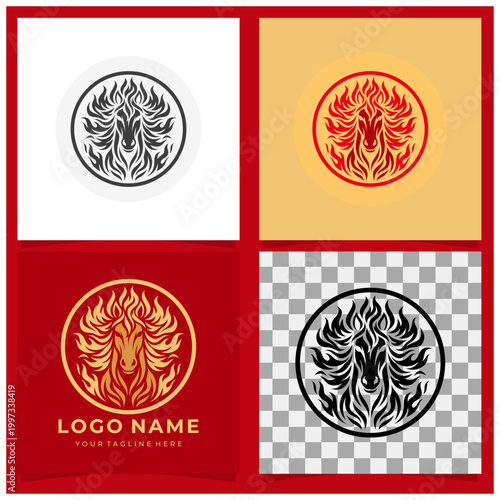 Modern Fiery Horse Emblem for Sports Team or Luxury Automotive Branding