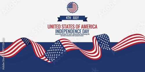 Independence Day Graphic: A stylized patriotic composition, celebrating the United States of America's Independence Day with waving flags and national symbols, evokes a sense of pride and celebration.