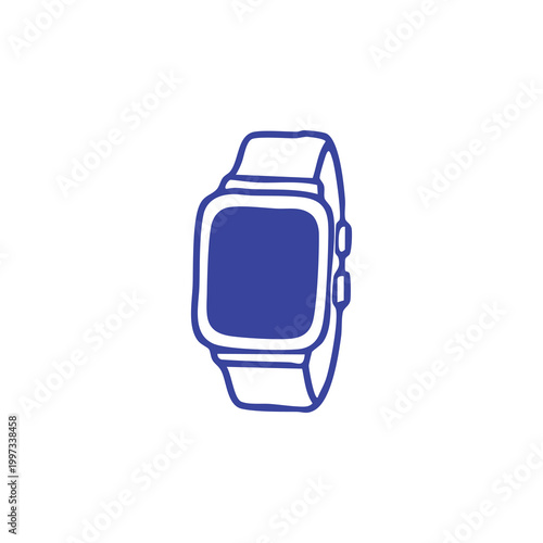 Minimalist hand drawn sketch of a digital smartwatch icon.