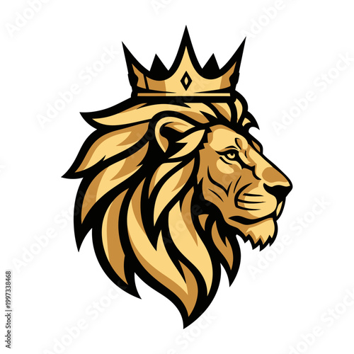 Majestic Lion Head with Crown: Symbol of Power, Royalty, and Strength