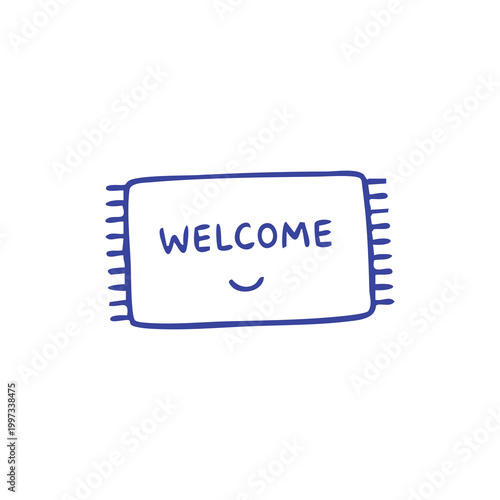 Hand drawn doodle of a welcome mat with fringe.