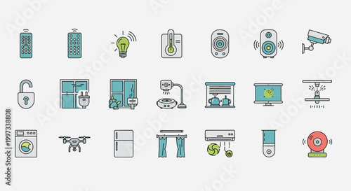 Smart Home Icons: Technology, Automation, Security, and Appliances