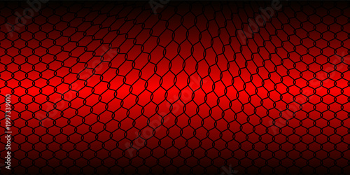 Industrial Red and Black Chain Link Fence Texture Background with Central Glow. Vector Illustration