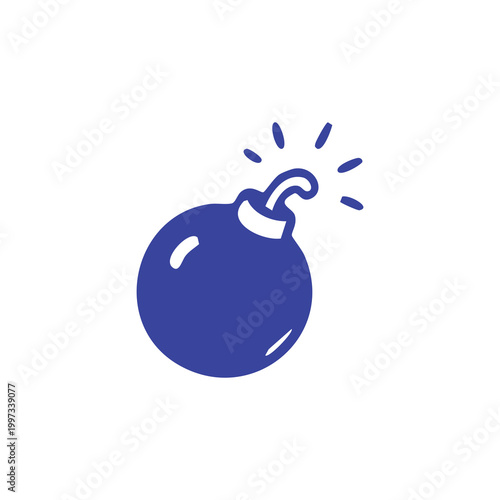 Minimalist blue icon of a lit cartoon bomb.