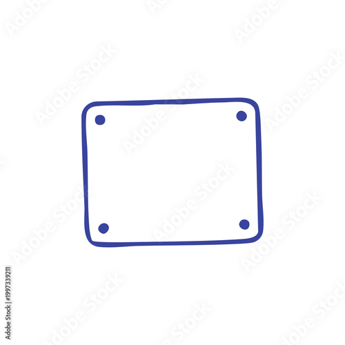 Hand Drawn Rectangular Frame with Four Corner Dots.