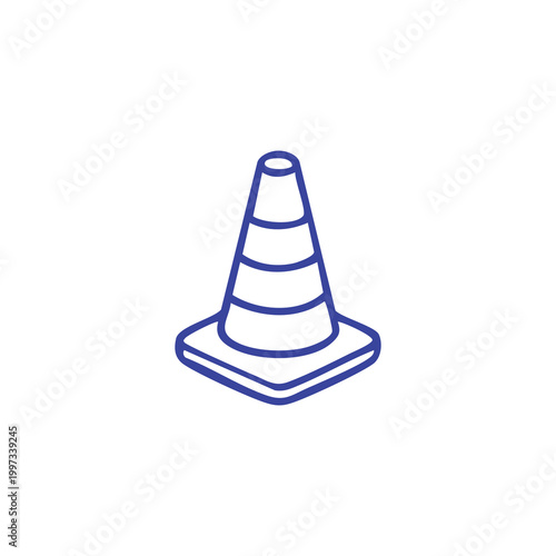 Minimalist outline icon of a traffic cone for construction and road safety.
