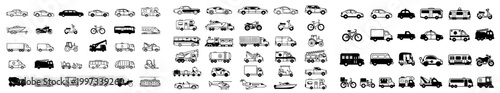 Luxury Minimal Vehicle Icon Set with 30 Premium Thin Line Silhouettes in Editorial Style