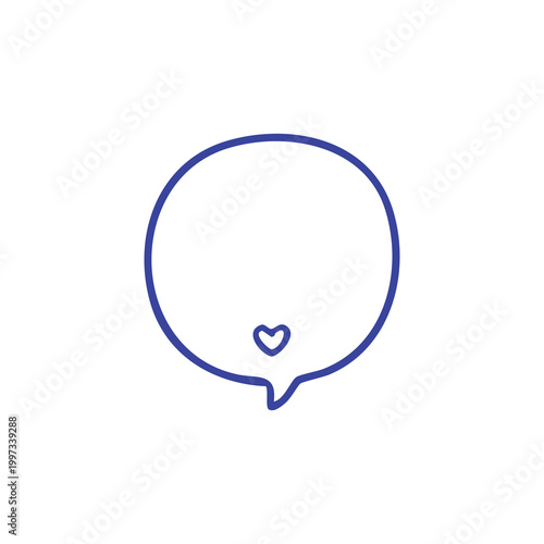 Minimalist purple speech bubble icon with a small heart shape inside.