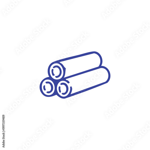 Minimalist outline icon of three stacked wooden logs.