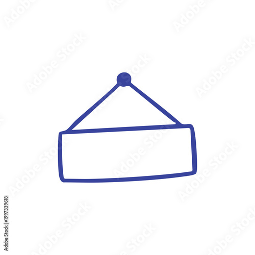 Simple Hand Drawn Hanging Sign Board Icon.