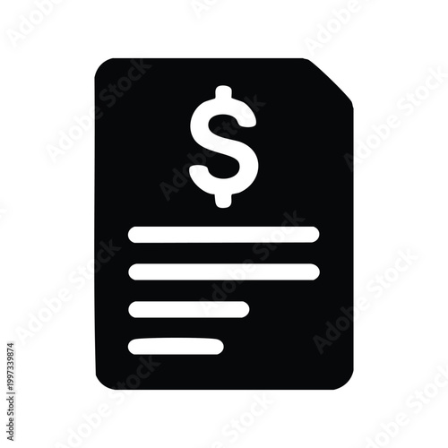 Financial Document Bill Icon Showing Payment Statement or Invoice