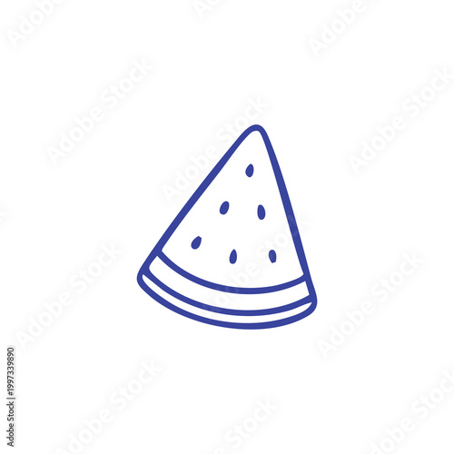Hand drawn outline icon of a watermelon slice.