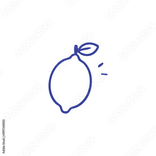 Hand drawn doodle of a fresh lemon fruit.