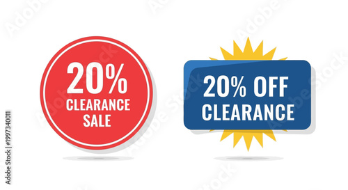 20% Off Clearance Sale Tags - Special Offer and Discount Labels