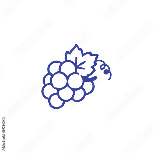 Minimalist hand drawn grape cluster outline icon.
