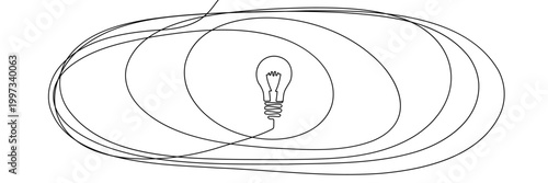 Continuous one line chaos problem scribble simple art icon knot. Chaos problem line complex brain solution tangle messy doodle drawing maze simplify lightbulb understand calm sketch background mess