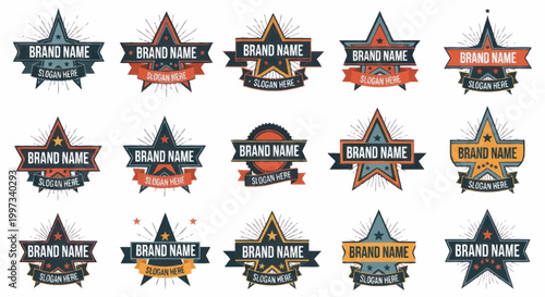 Collection of Vintage Star Shaped Brand Name Logos and Emblems.