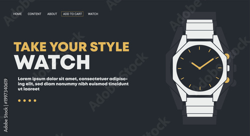 Sleek minimalist watch vector art on a dark backdrop, perfect for modern style and fashion branding.