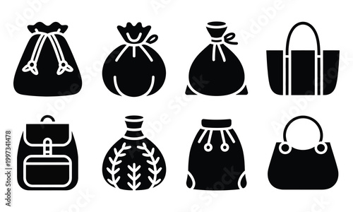 Set of silhouettes of a worker stacking and moving cardboard boxes