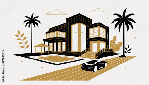 Luxury Island Estate Vector.eps